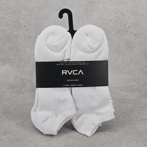 New RVCA 5 Pair Mens Low Cut Socks White Size‎ 6-12